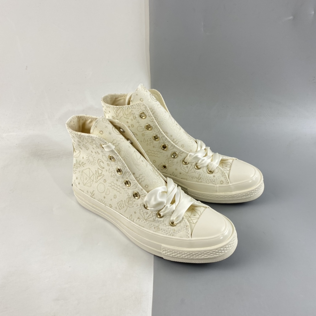 Converse Chuck Taylor 1970s Converse Sun Moon Star Gold Print High Top Casual Board Shoes A02207C