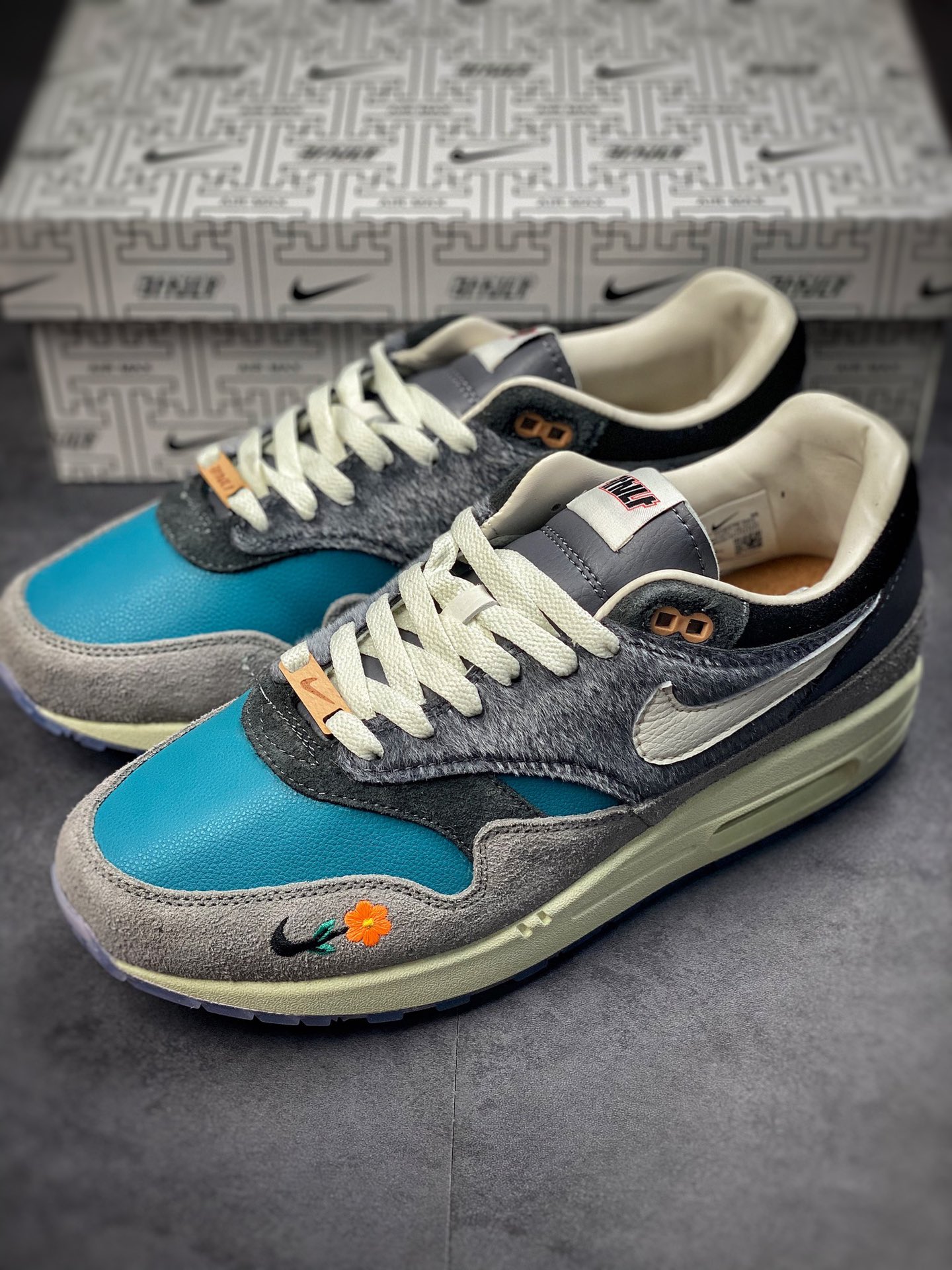 260 Kasina x Nike Air Max 1 SP”Won-Ang”复古休闲跑步鞋 灰蓝鸳鸯 DQ8475-001