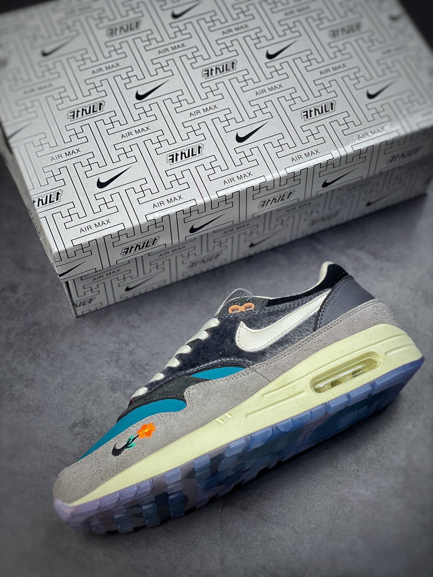 260 Kasina x Nike Air Max 1 SP”Won-Ang”复古休闲跑步鞋 灰蓝鸳鸯 DQ8475-001