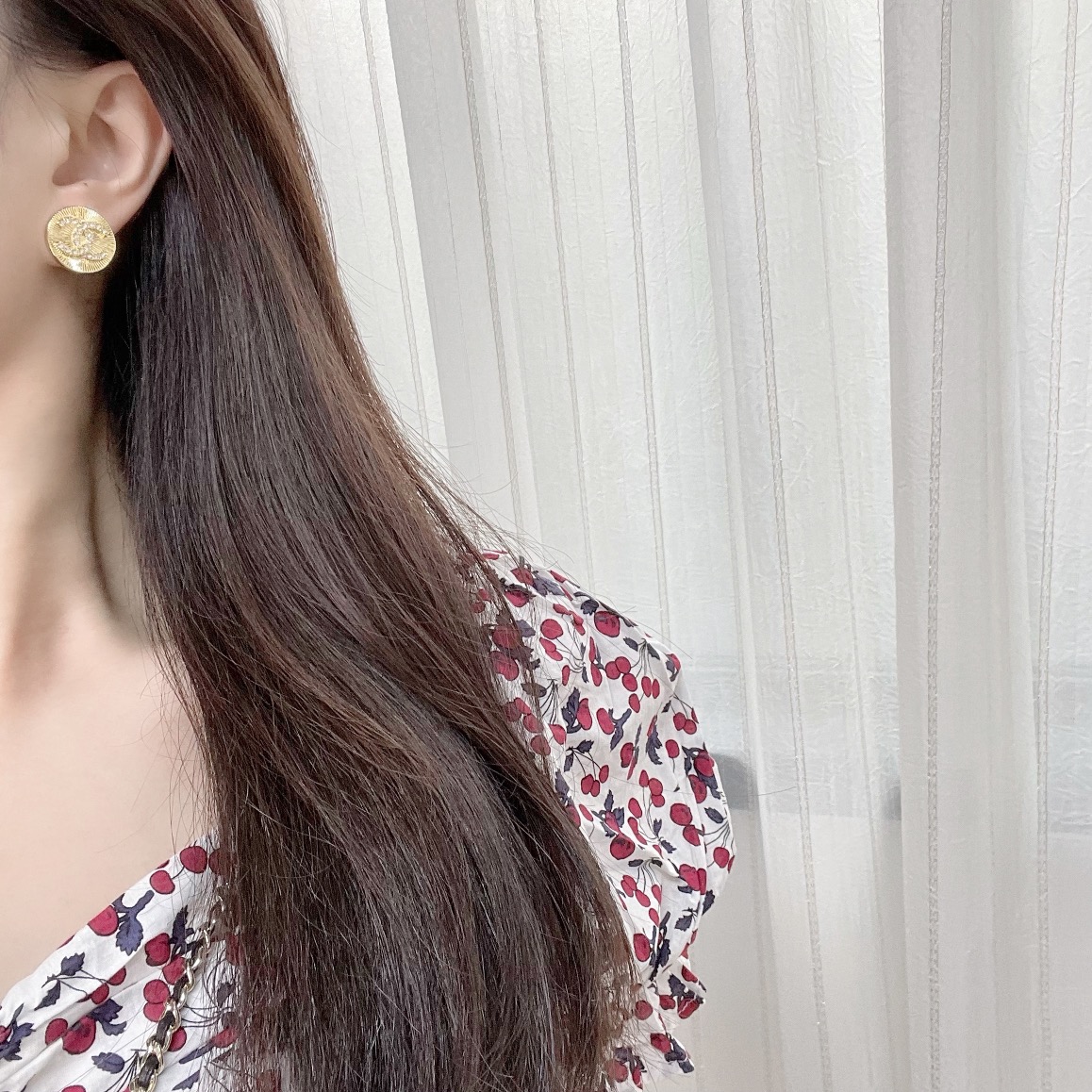 新款☑️CHANEL香奈儿双c圆形耳钉耳环