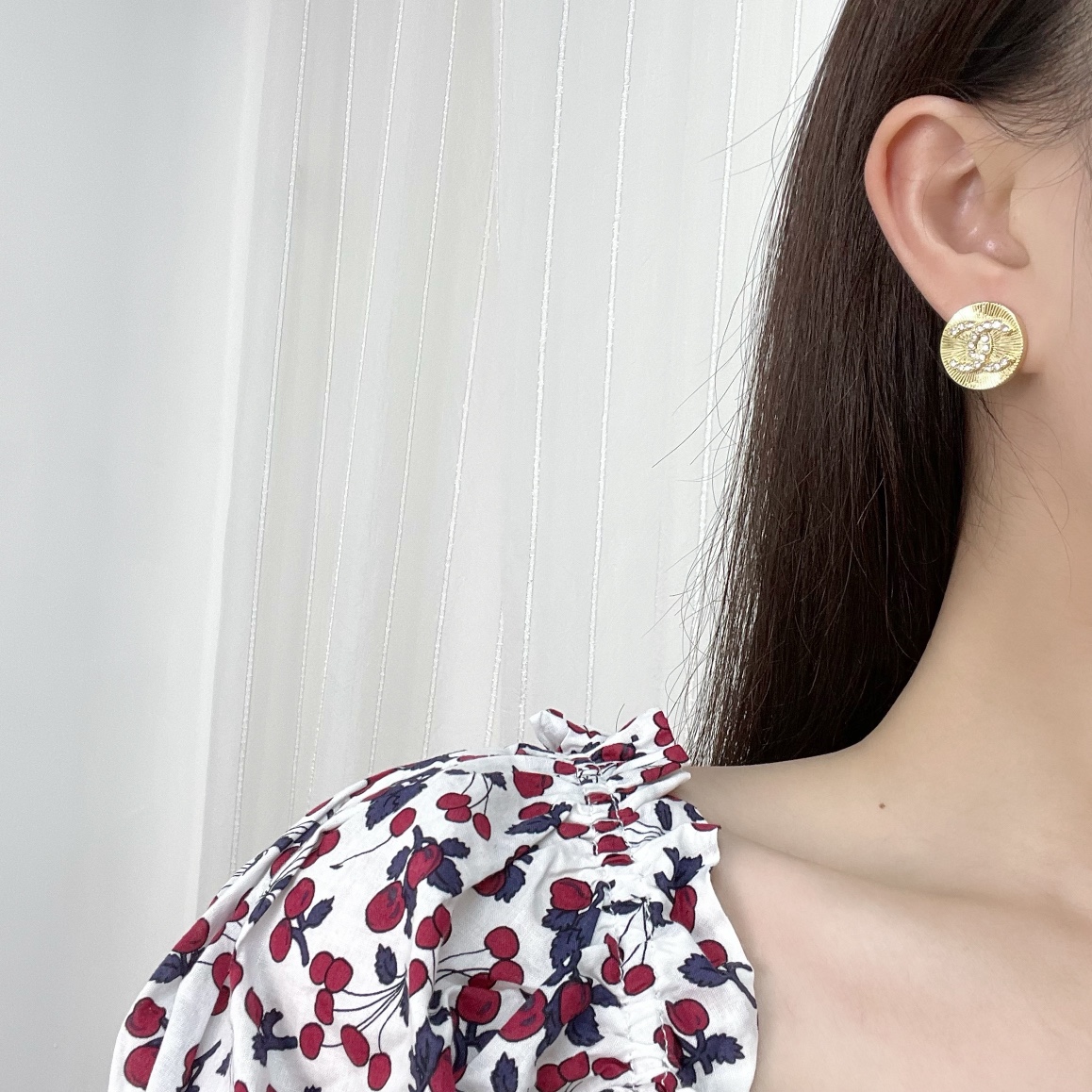 新款☑️CHANEL香奈儿双c圆形耳钉耳环