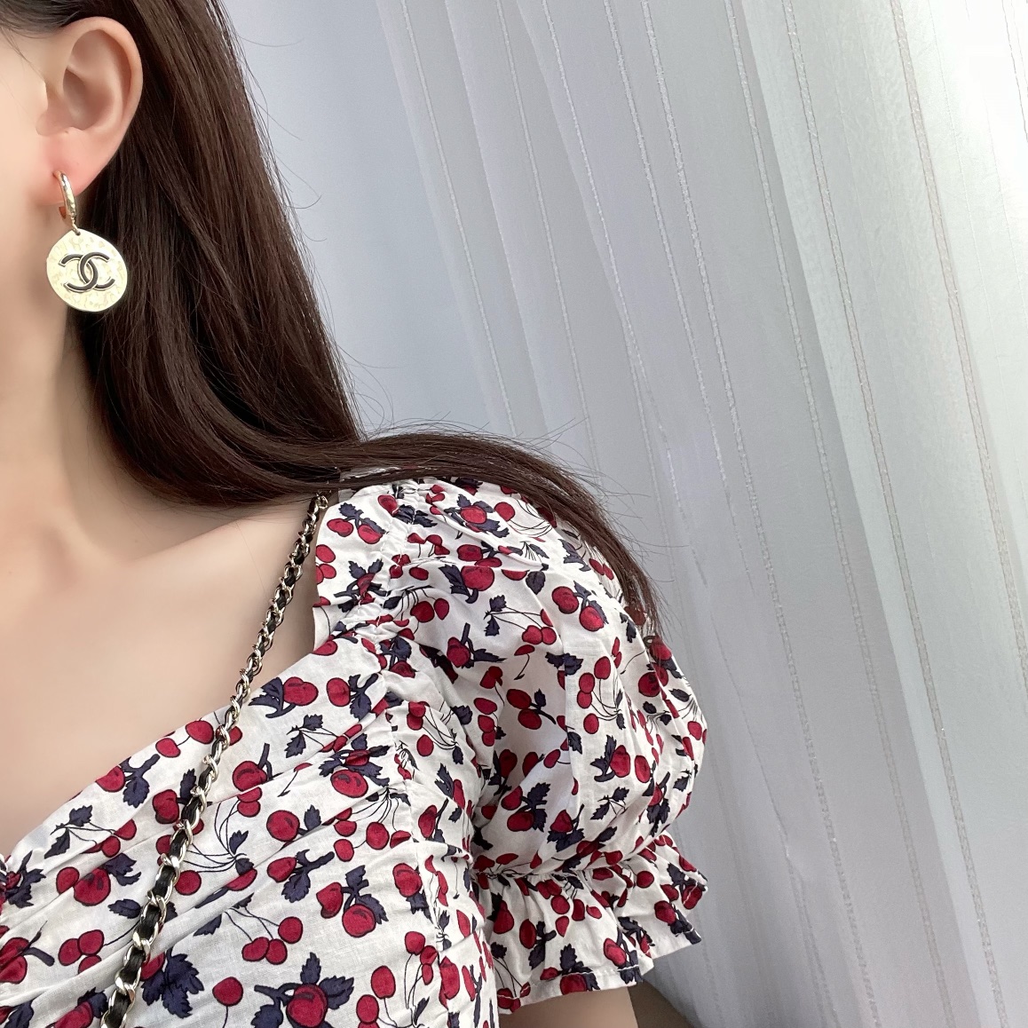 新款☑️CHANEL香奈儿双c圆形耳钉耳环