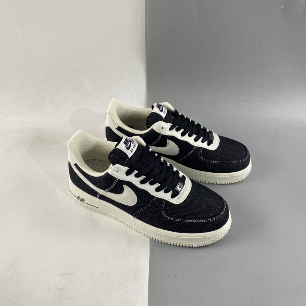 Nike Air Force 1'07 Low Black Denim Air Force One Low Casual Sneakers DG2296-001