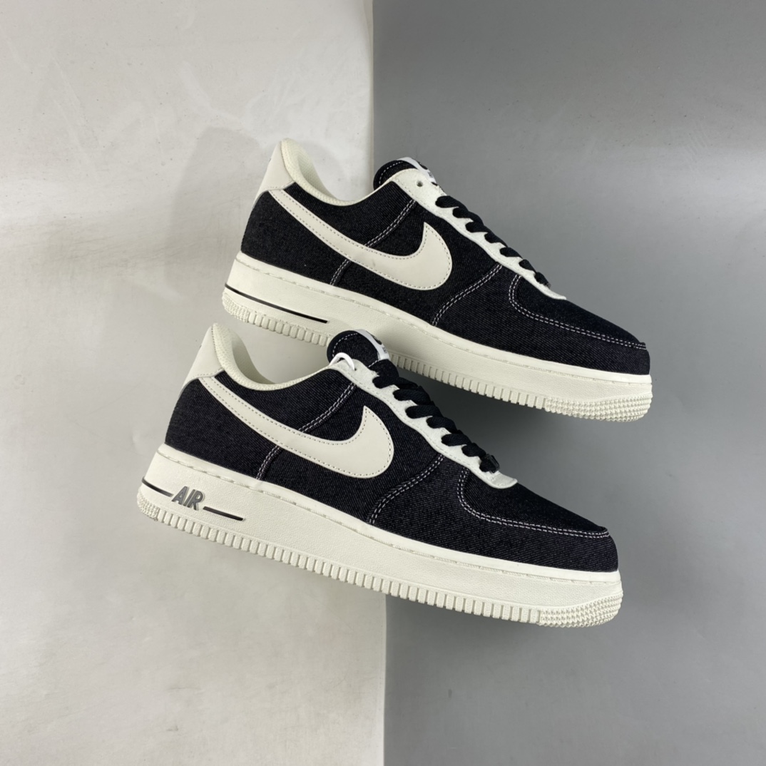 Nike Air Force 1'07 Low Black Denim Air Force One Low Casual Sneakers DG2296-001