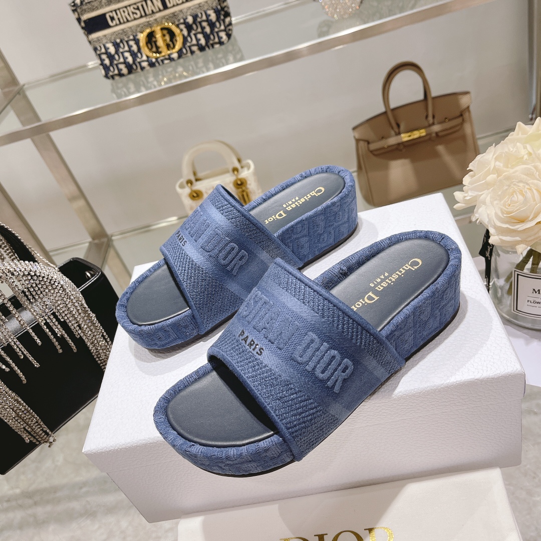 Dior Shoes Slippers Printing Cowhide Spring Collection