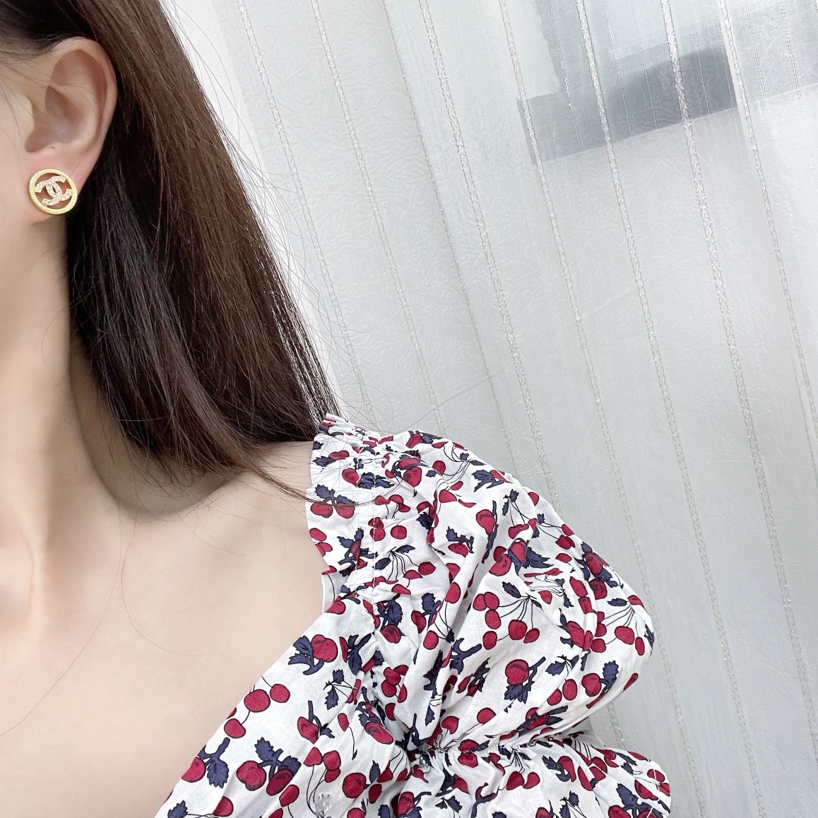 新款☑️CHANEL香奈儿双c圆形耳钉耳环