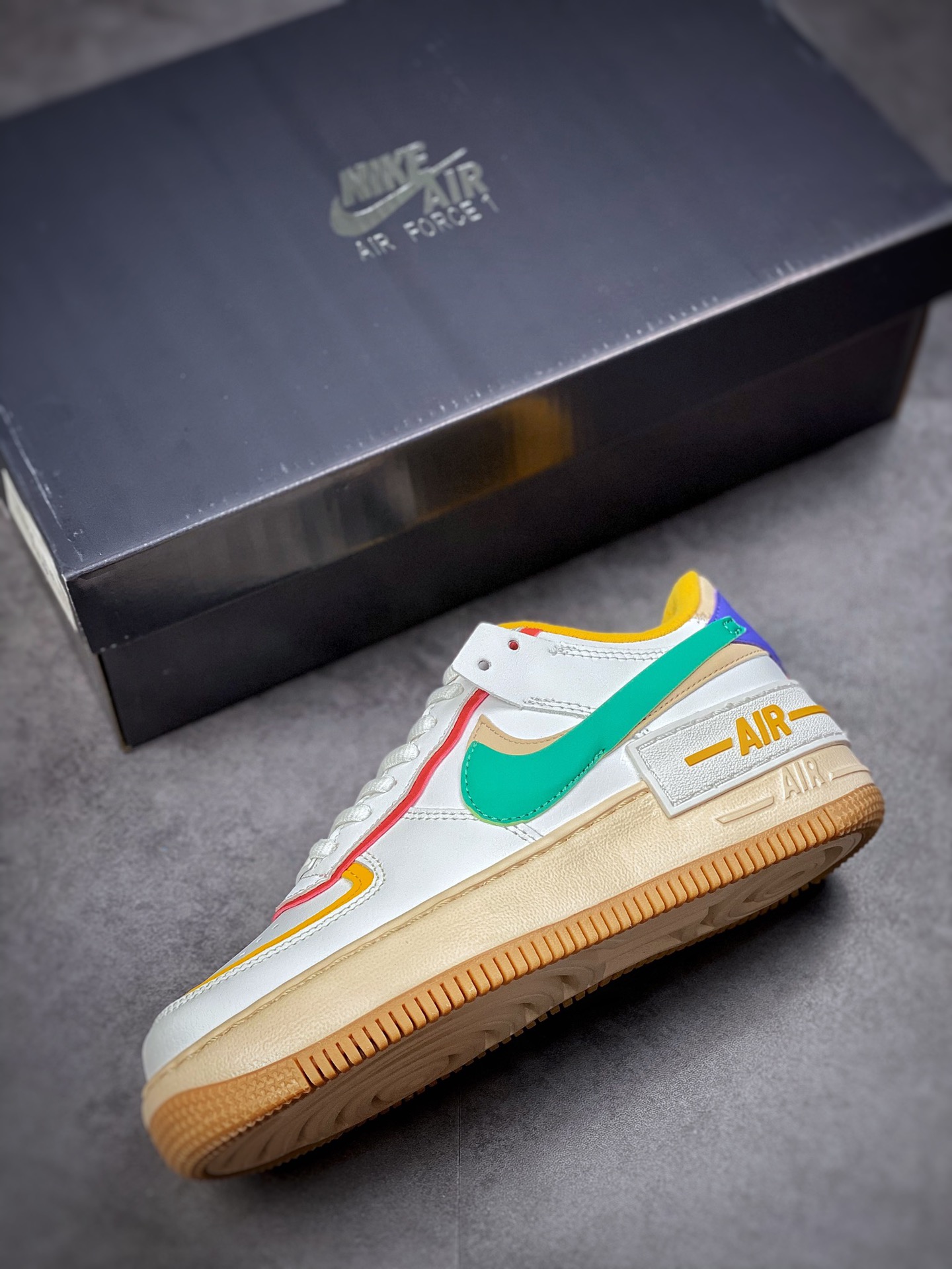 180 Air Force 1 Shadow 黄绿红 轻量增高低帮百搭板鞋马卡龙CI0919-118