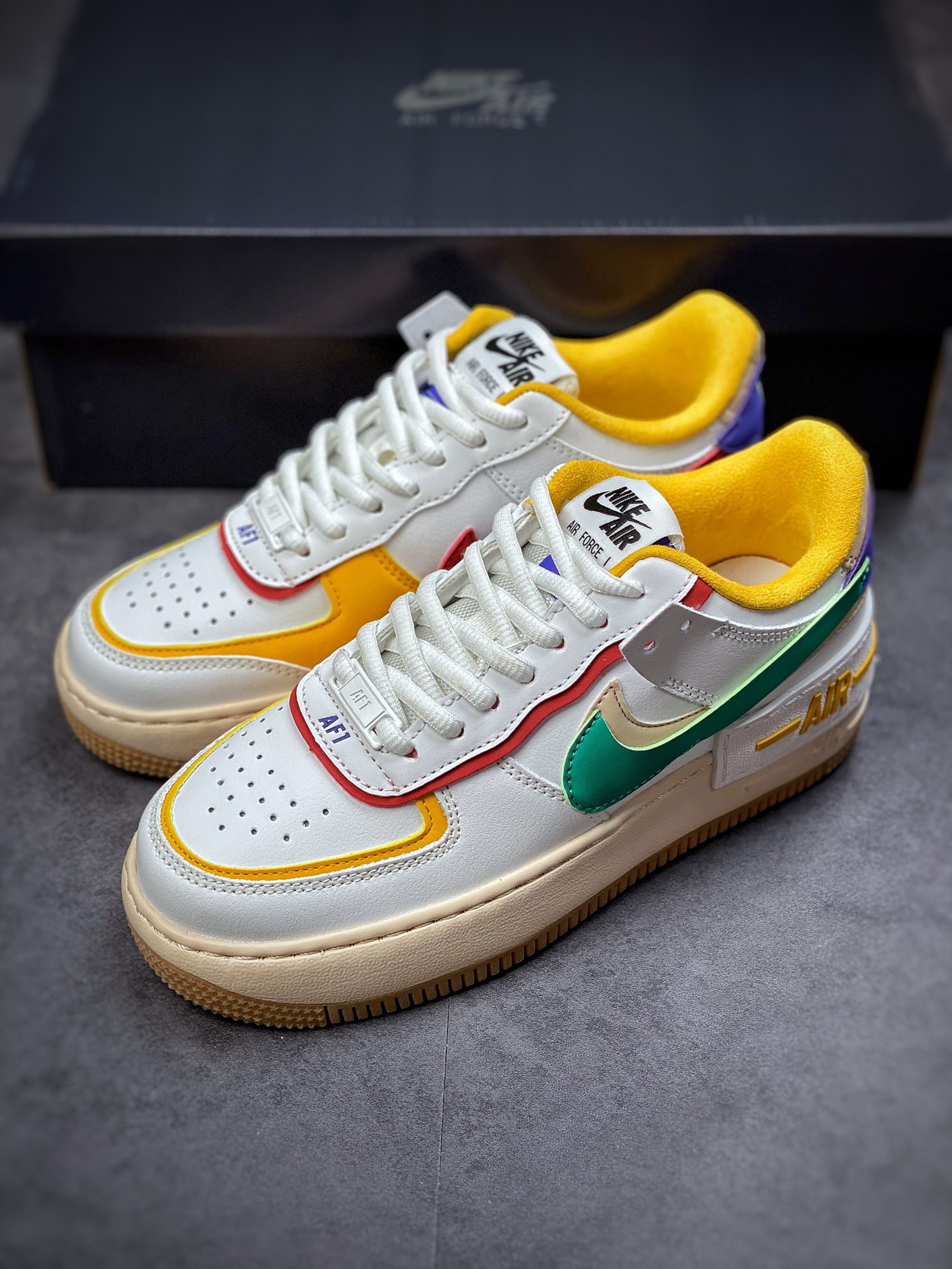 180 Air Force 1 Shadow 黄绿红 轻量增高低帮百搭板鞋马卡龙CI0919-118