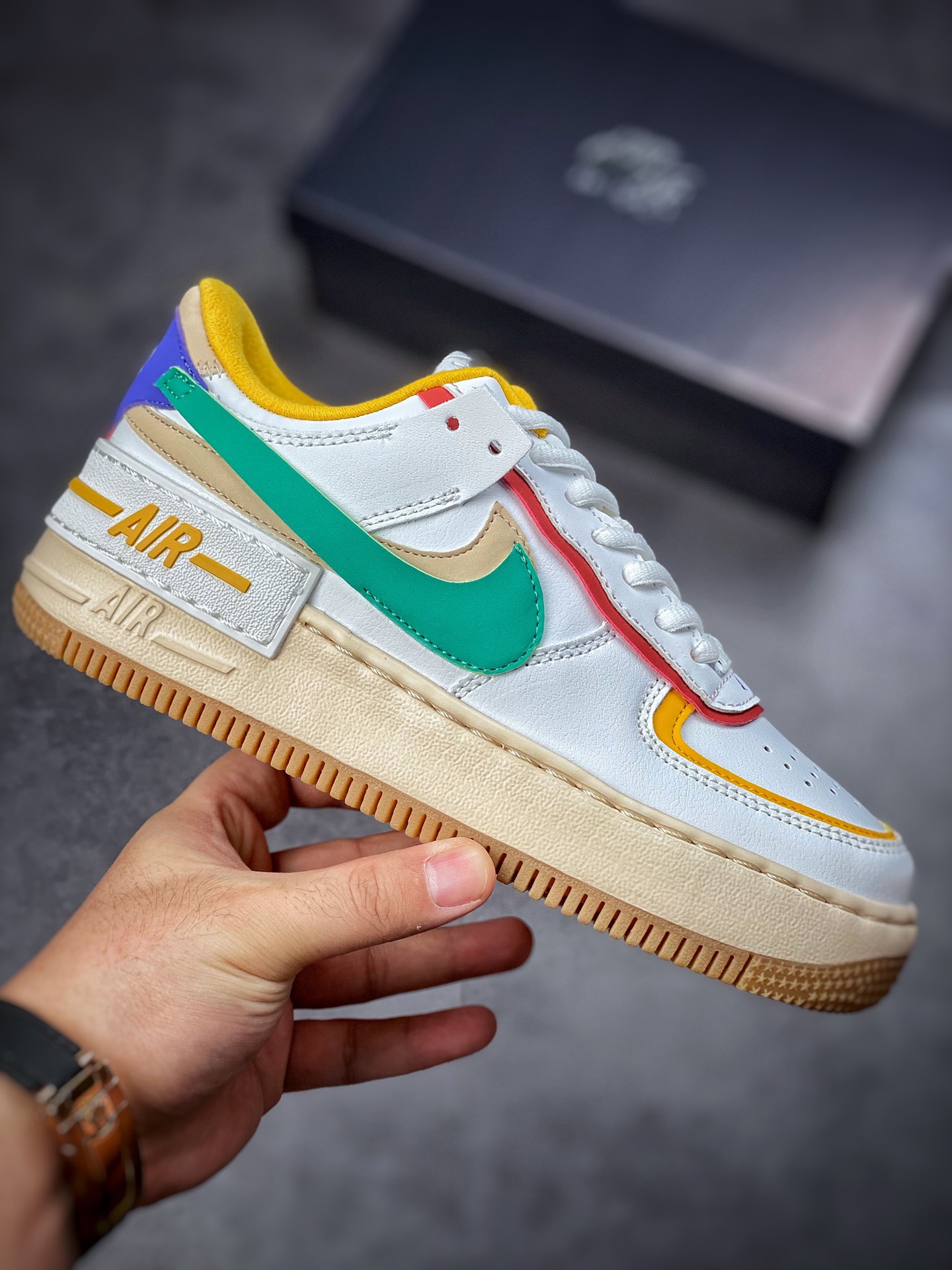 180 Air Force 1 Shadow 黄绿红 轻量增高低帮百搭板鞋马卡龙CI0919-118