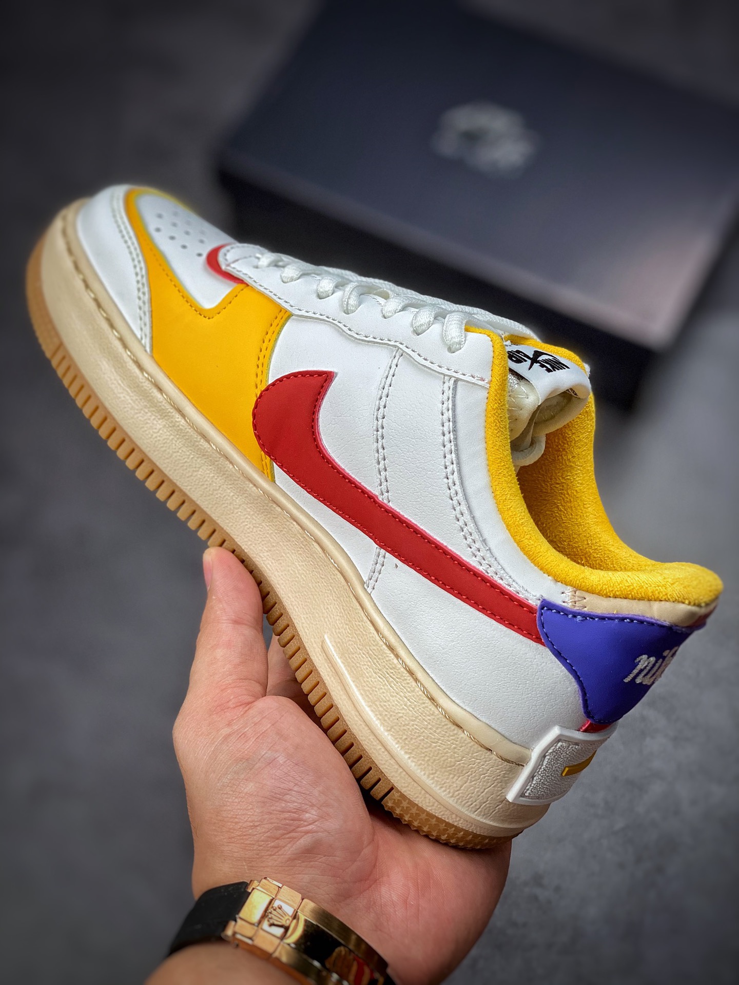 180 Air Force 1 Shadow 黄绿红 轻量增高低帮百搭板鞋马卡龙CI0919-118
