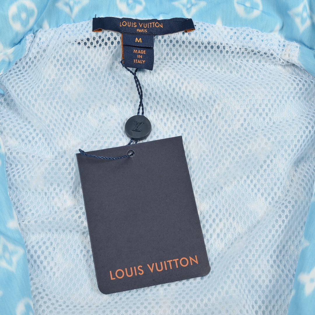 Lv#路易威登浅蓝色老花防晒服 定织精梳高密纯棉府绸布