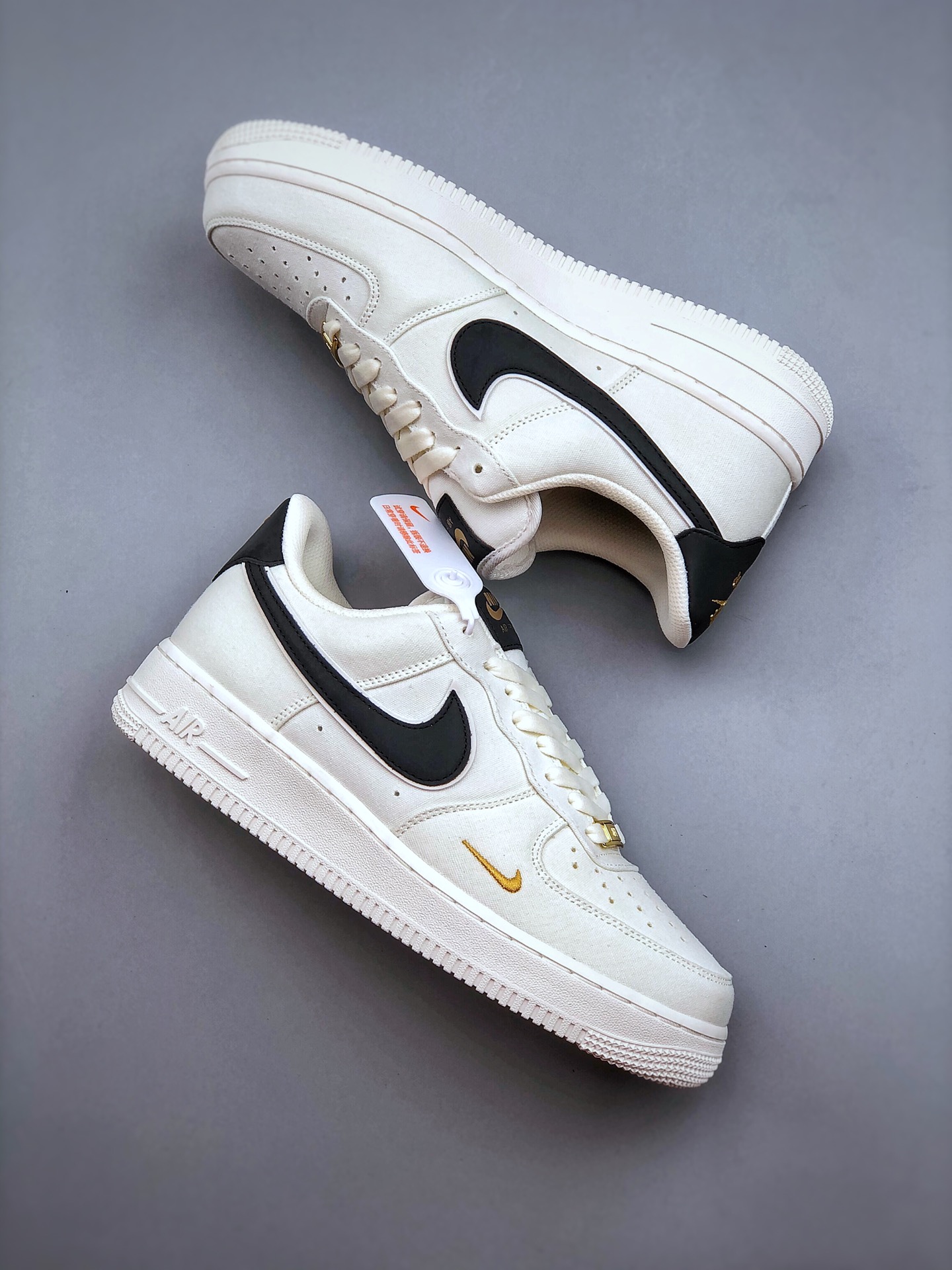 nikeairforce1耐克空軍一號黑金雙鉤帆布面板鞋mn5696809