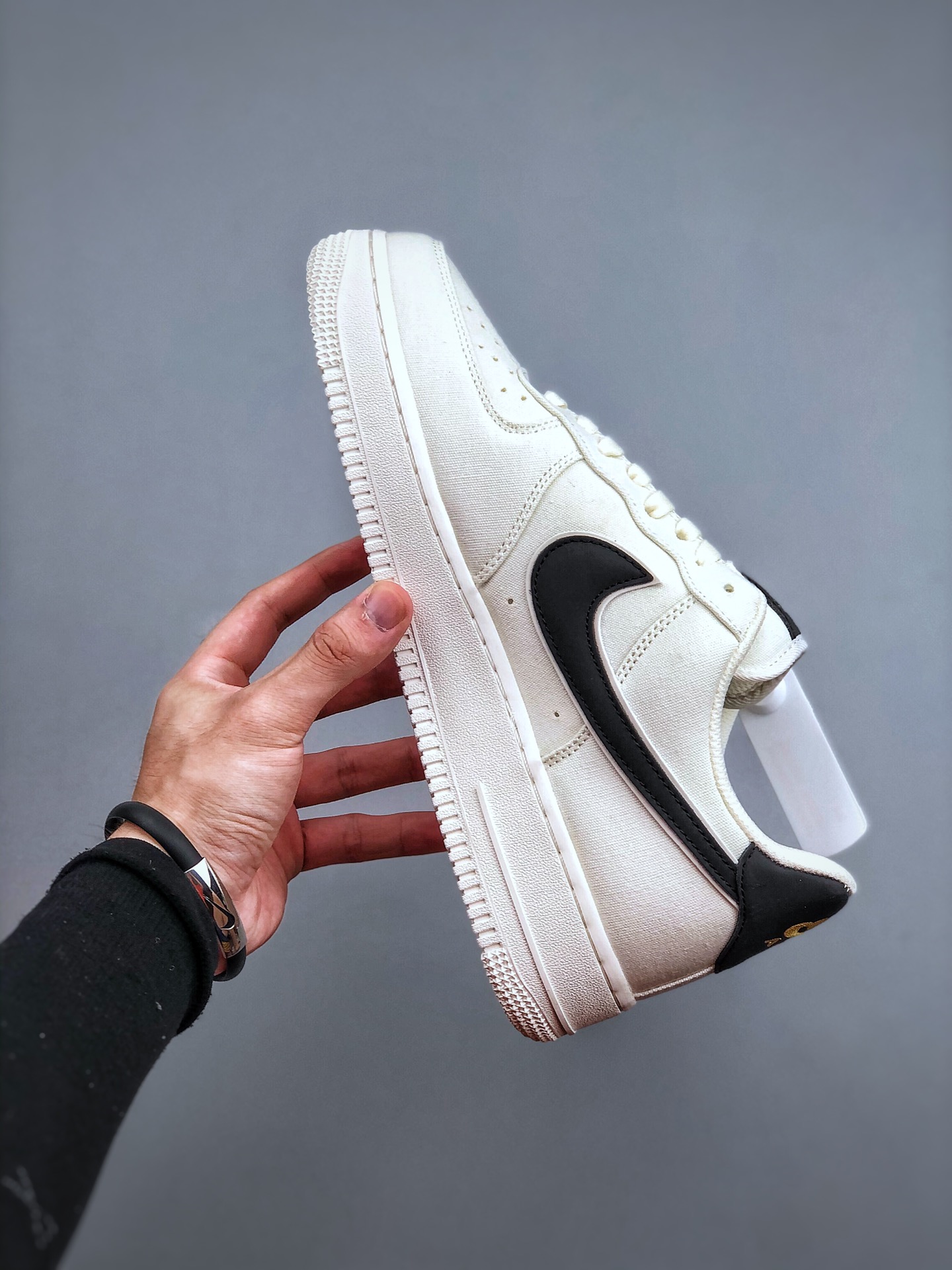 nikeairforce1耐克空軍一號黑金雙鉤帆布面板鞋mn5696809