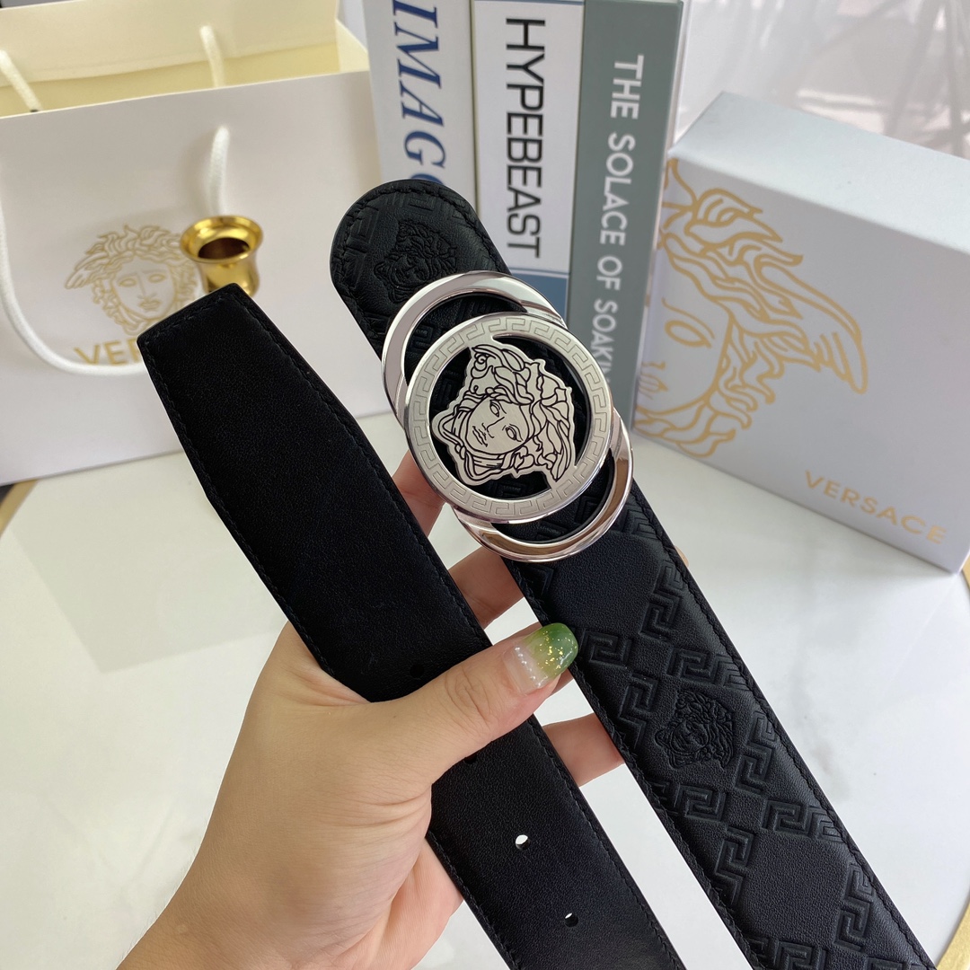 范思哲男士腰带-宽度38MM精品钢扣