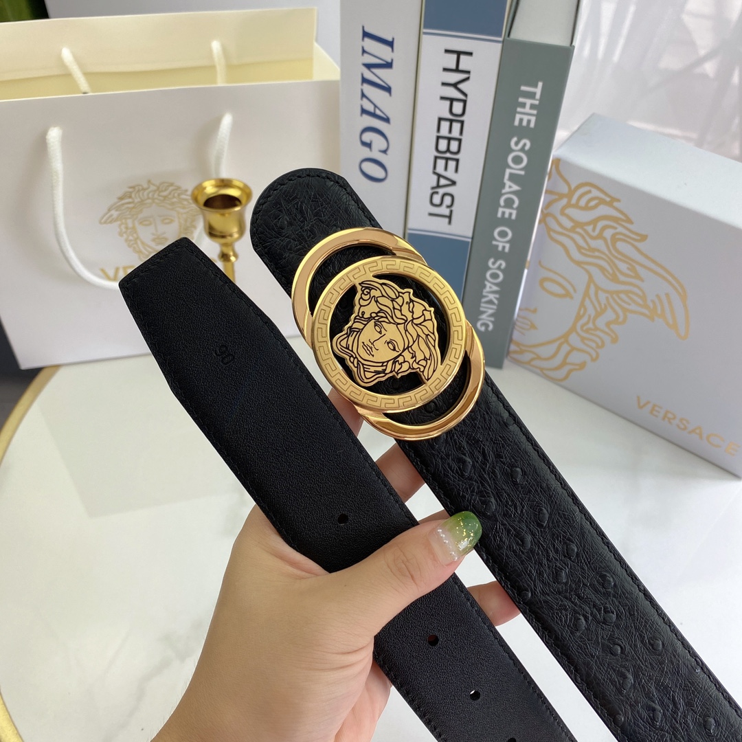 范思哲男士腰带-宽度38MM精品钢扣
