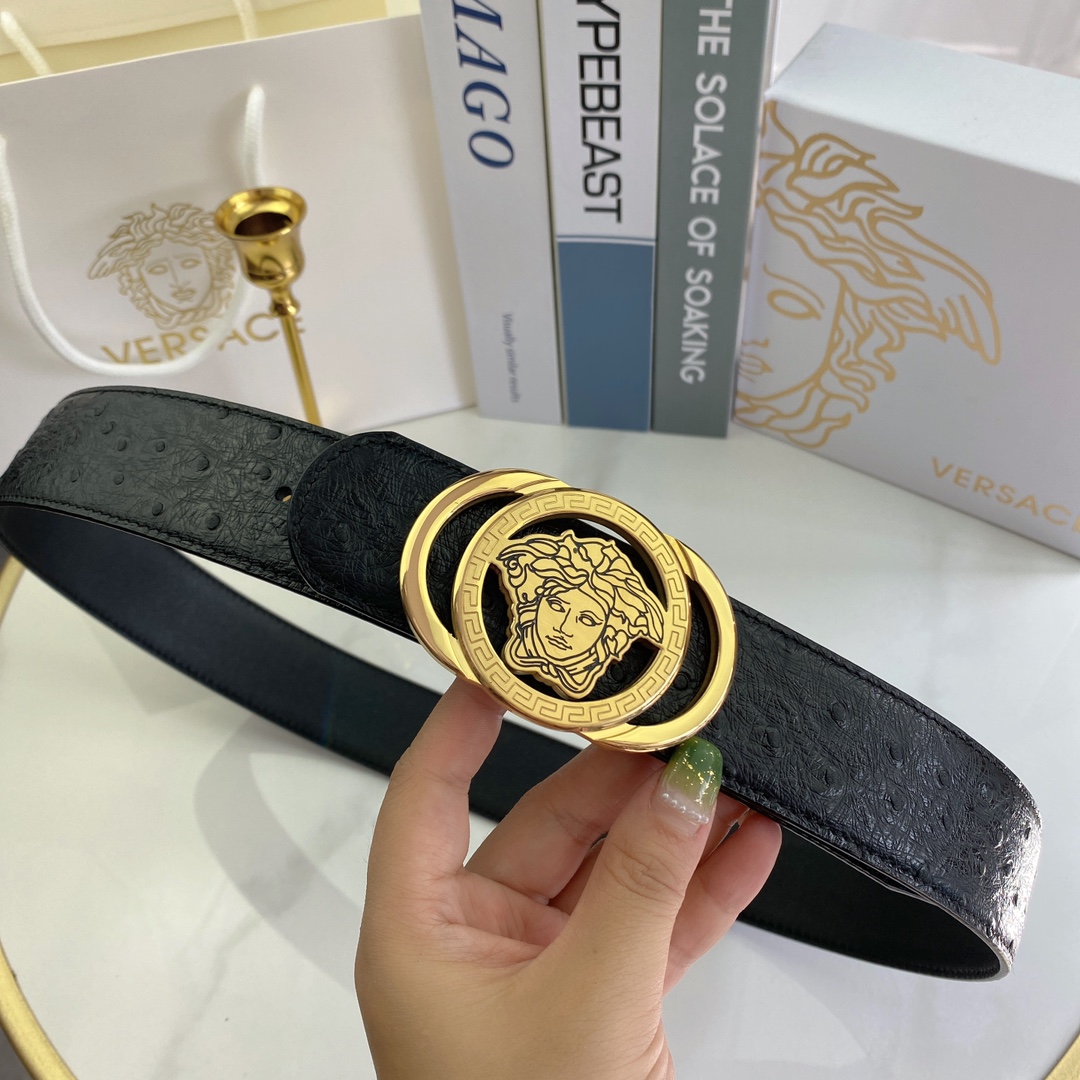 范思哲男士腰带-宽度38MM精品钢扣