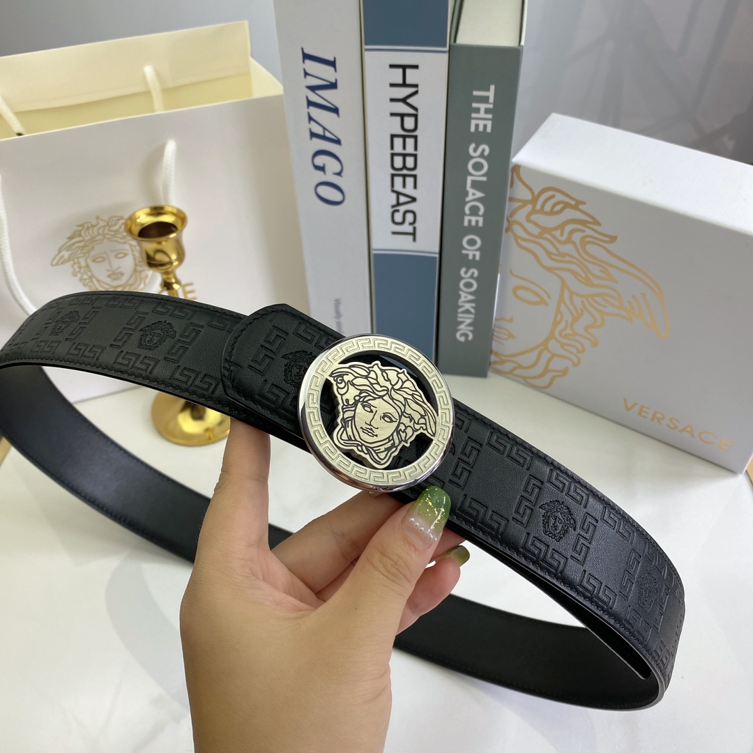范思哲男士腰带-宽度38MM精品钢扣