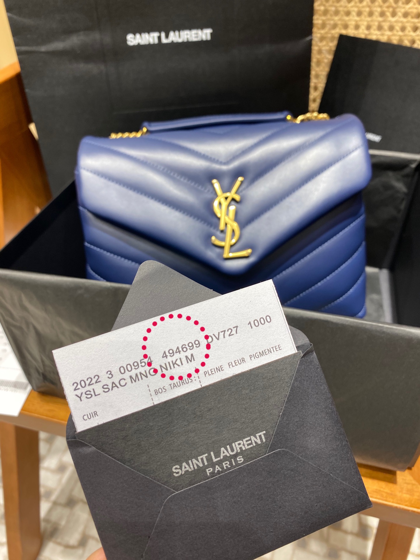 Saint laurent Ysl LOULOU系列Y型绗缝链条包 494699蓝色