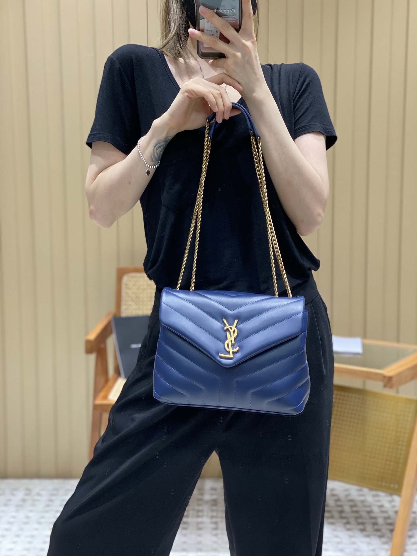 Saint laurent Ysl LOULOU系列Y型绗缝链条包 494699蓝色