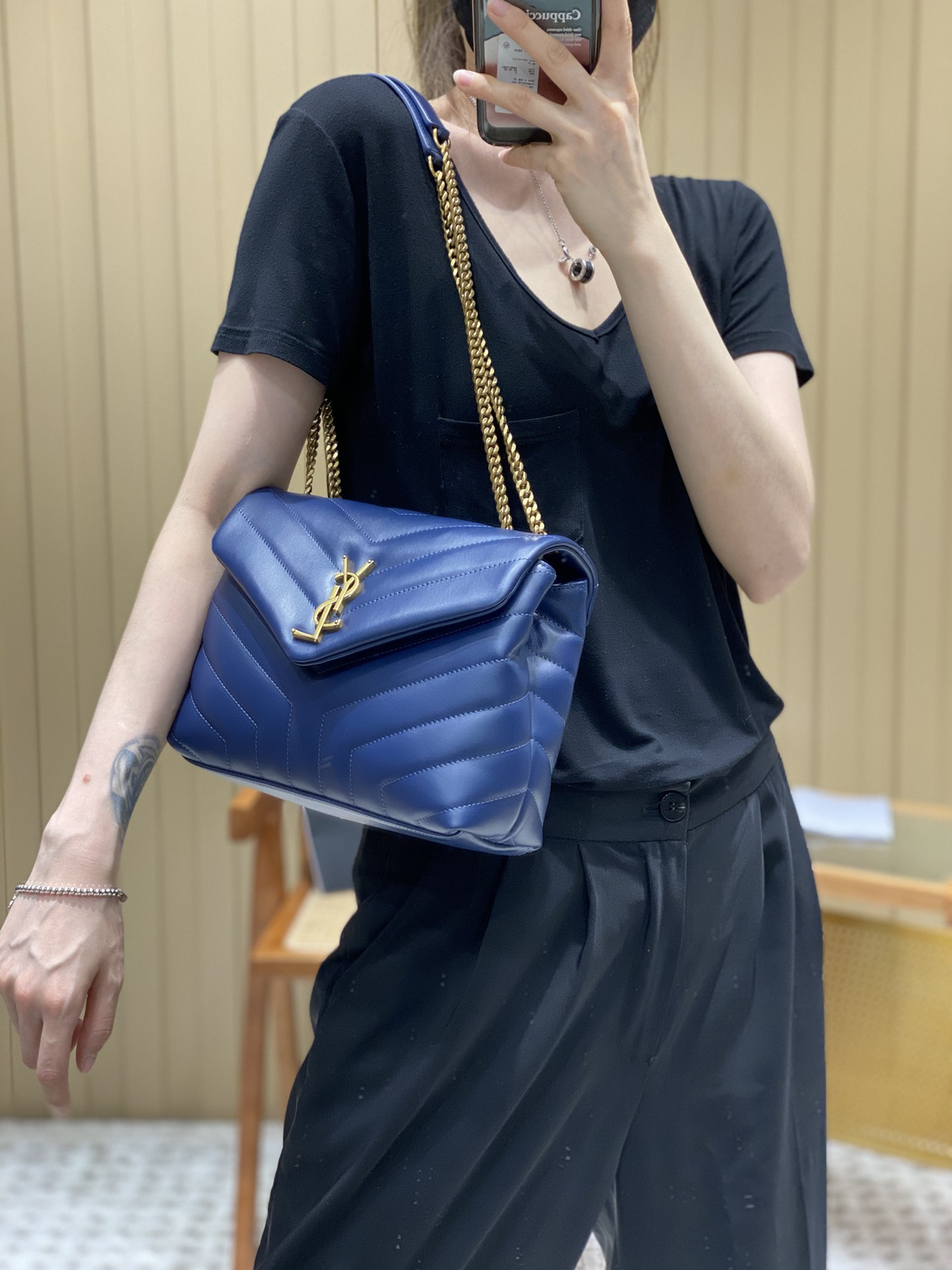 Saint laurent Ysl LOULOU系列Y型绗缝链条包 494699蓝色