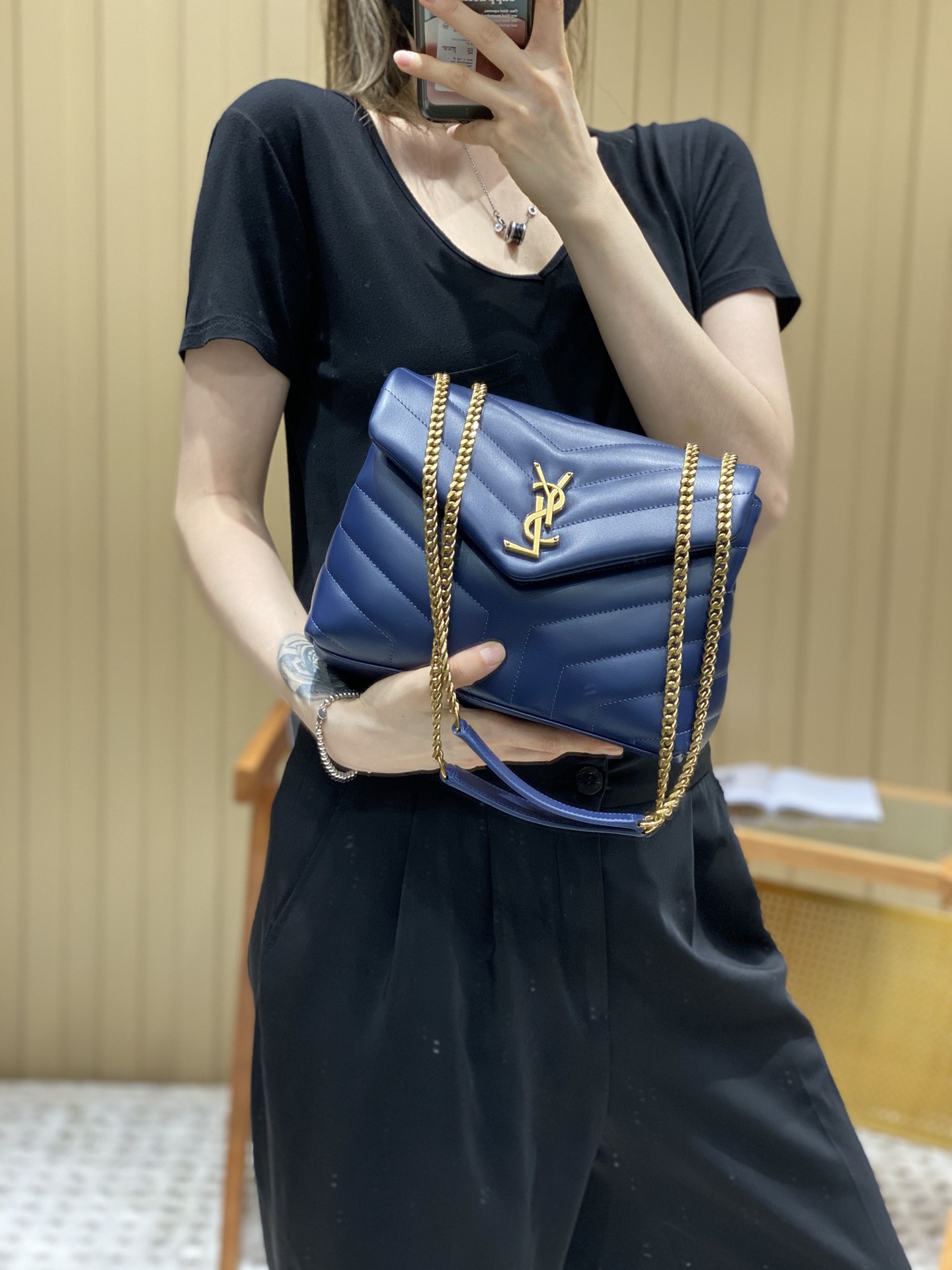 Saint laurent Ysl LOULOU系列Y型绗缝链条包 494699蓝色
