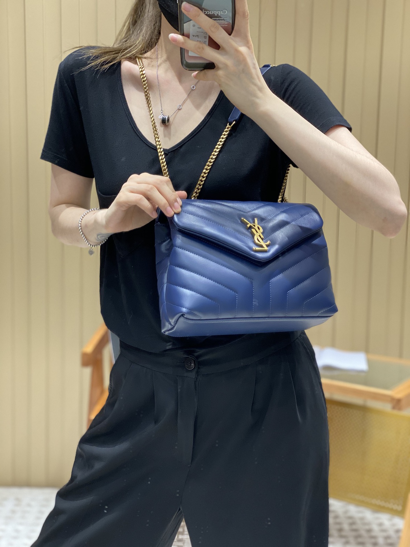 Saint laurent Ysl LOULOU系列Y型绗缝链条包 494699蓝色