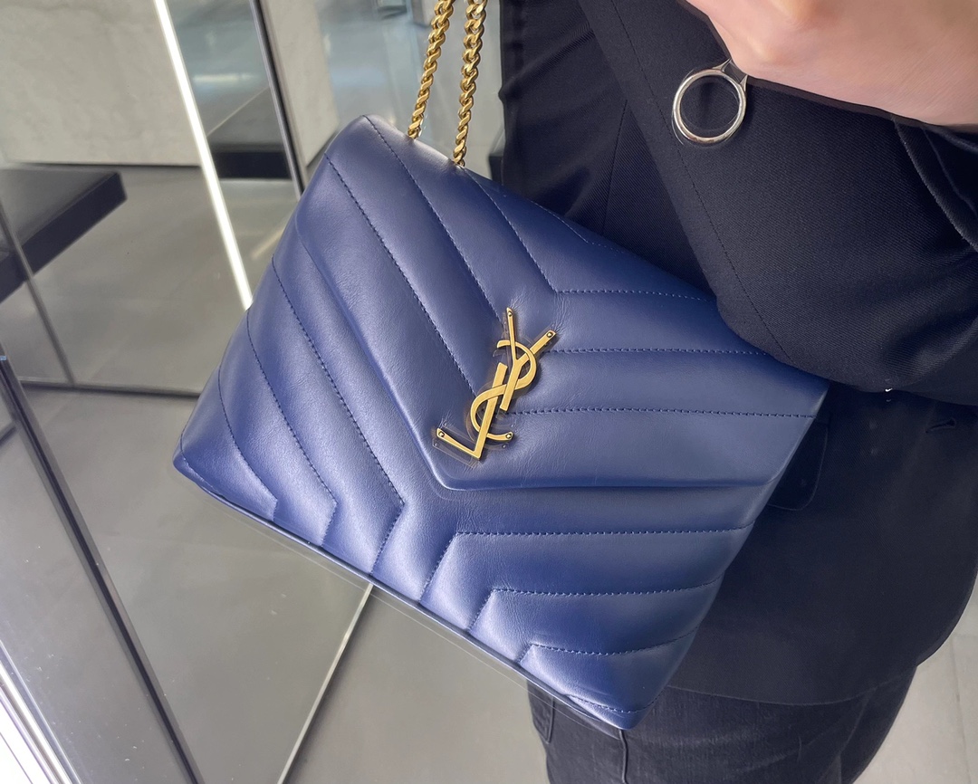 Saint laurent Ysl LOULOU系列Y型绗缝链条包 494699蓝色