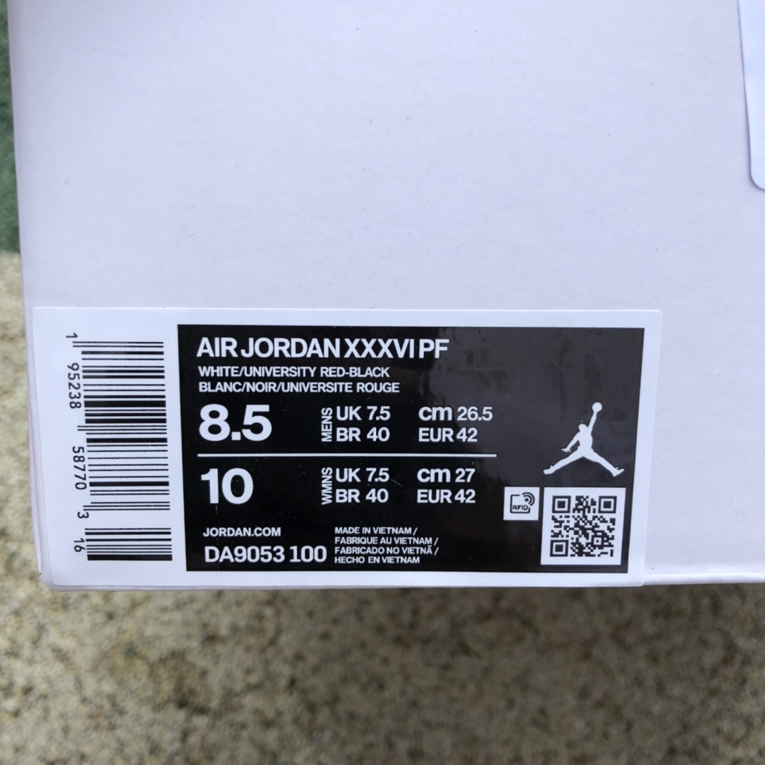 灭世纯原版Air Jordan 36 PF AJ36 白红实战耐磨中帮篮球鞋DA9053-100