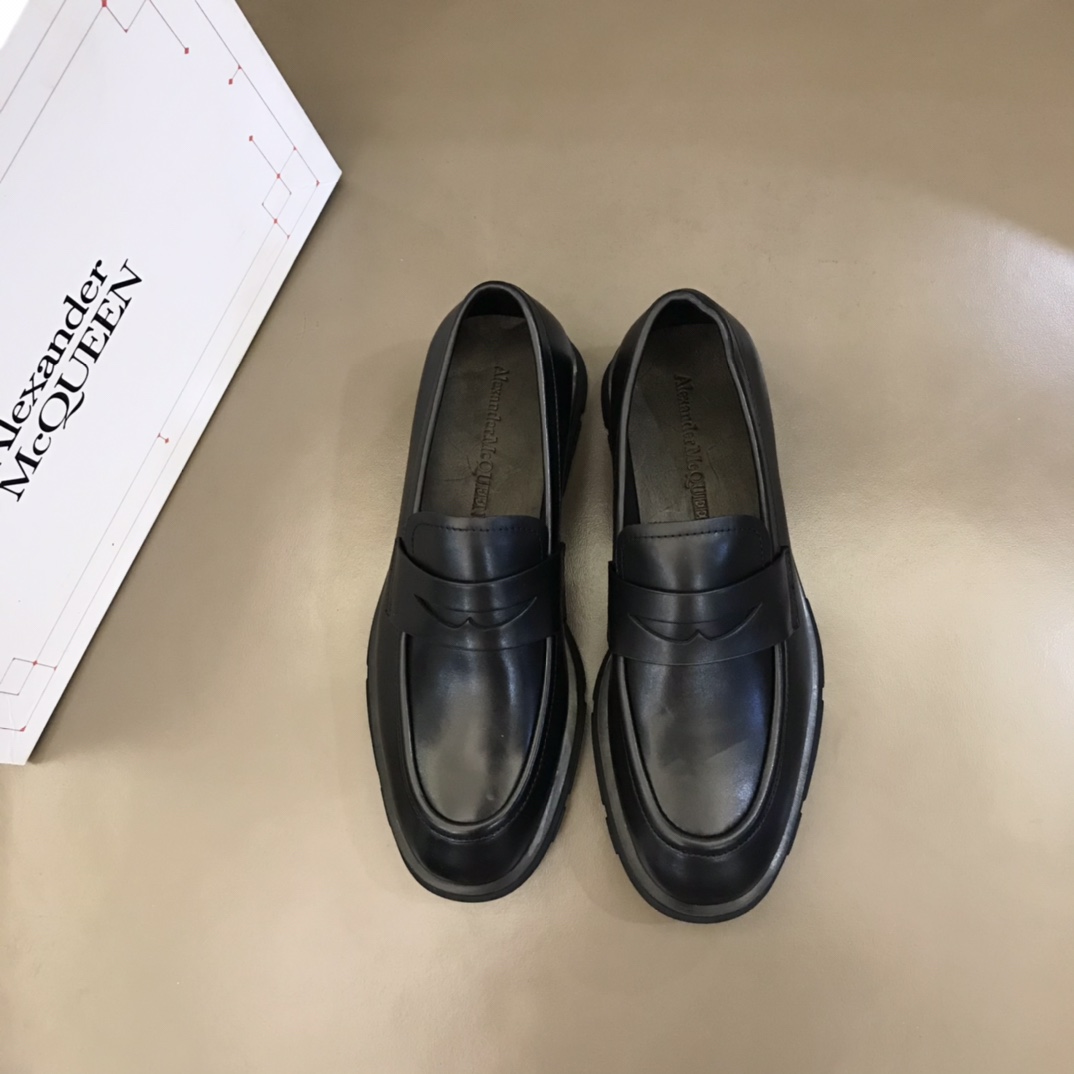 Alexander McQueen 亚历山大·麦昆  进口头层牛皮厚底松糕男士皮鞋