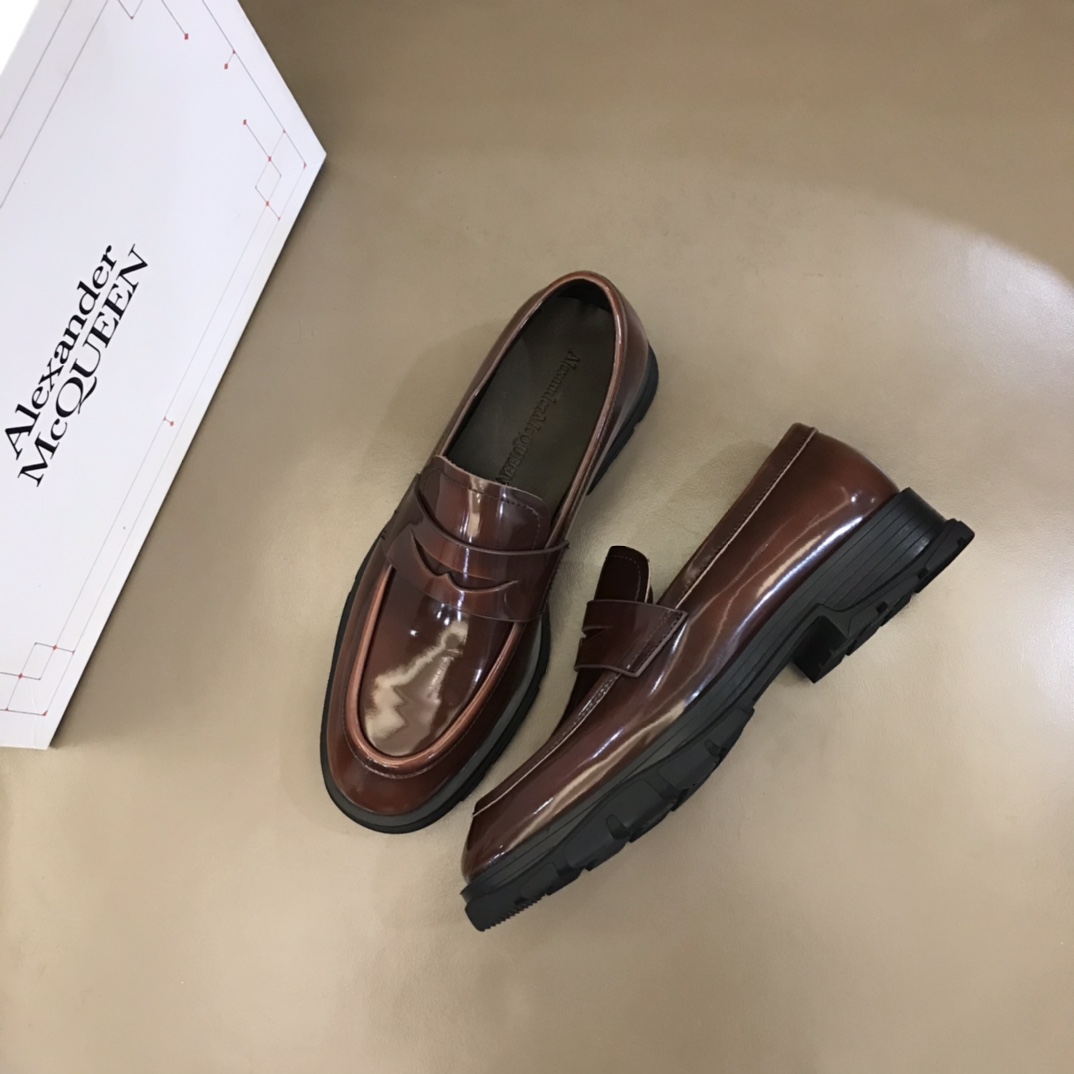 Alexander McQueen 亚历山大·麦昆  进口头层牛皮厚底松糕男士皮鞋