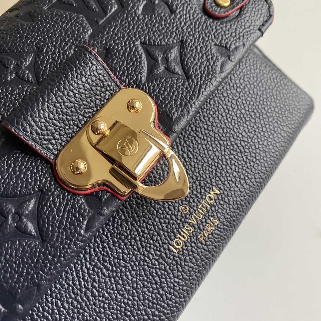 顶级原单VAVINMINI手袋M44550海军蓝由光滑与压纹MonogramEmpreinte牛皮混合裁