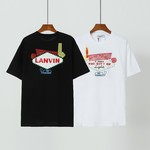 Can you buy replica
 Lanvin Clothing T-Shirt Black White Printing Unisex Cotton Short Sleeve