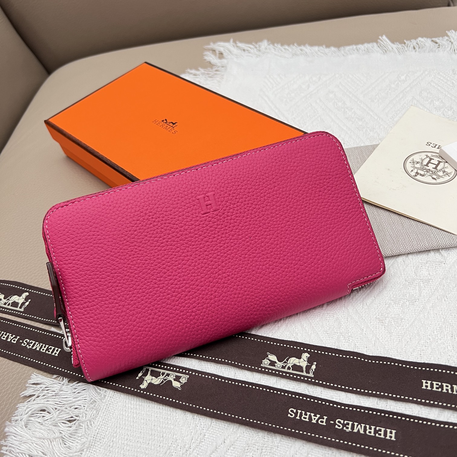 Hermès Constance Wallet - جلد ليتشي أصلي - 19x11x2 سم - ألوان متعددة