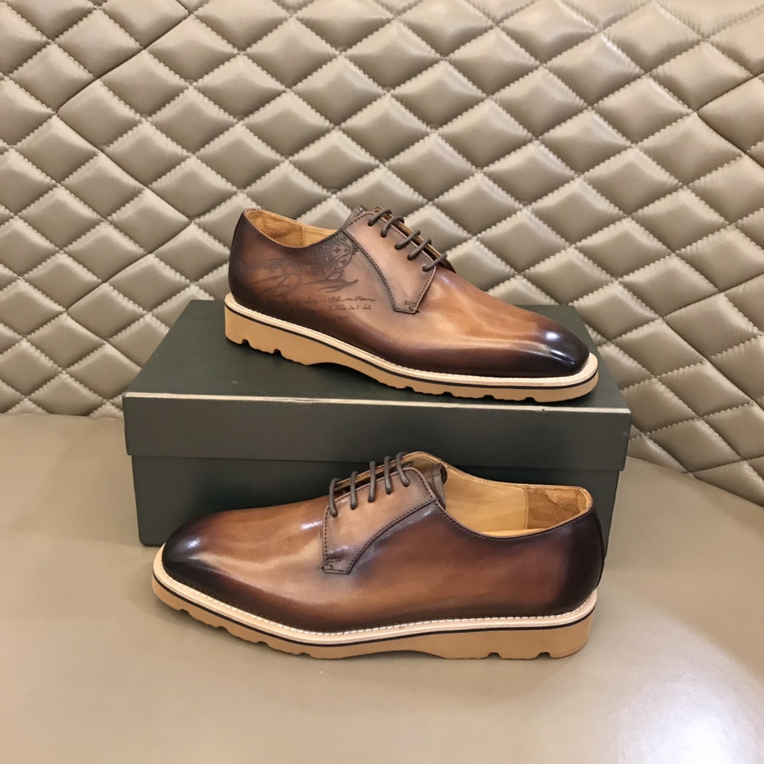 Berluti/布鲁提 2022新款来袭 进口牛皮材质纯手工重复擦色皮鞋