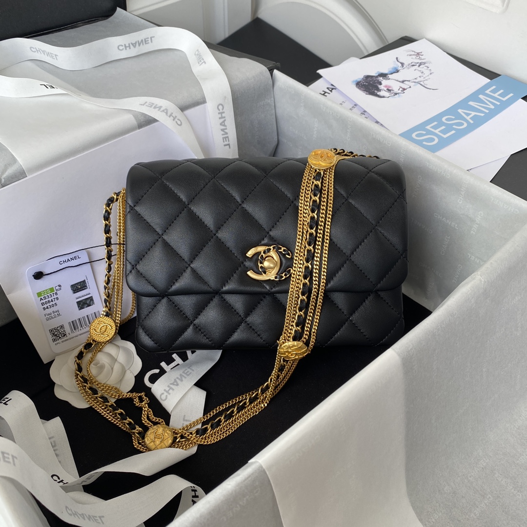 Chanel AS3378 Flap Bag with Coin Chain - Stylish & Functional 2 i1656558597 1611 0