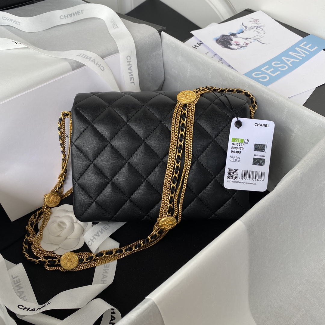 Chanel AS3378 Flap Bag with Coin Chain - Stylish & Functional 3 i1656558597 3642 1