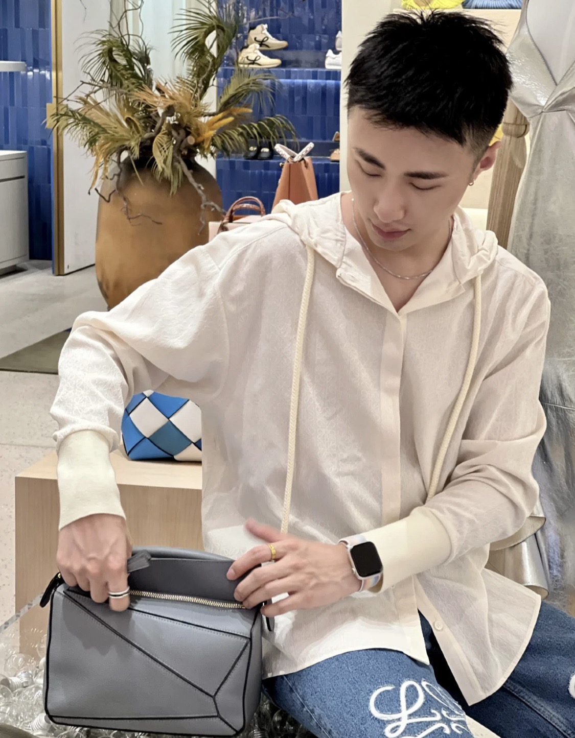 LOEWE罗意威 Mini Puzzle bag几何包 0338沥青灰18CM