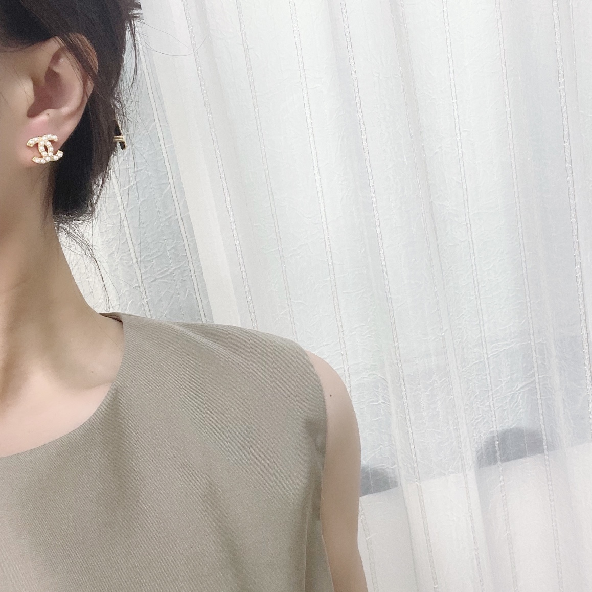 新款☑️CHANEL香奈儿双c 珍珠耳钉耳环
