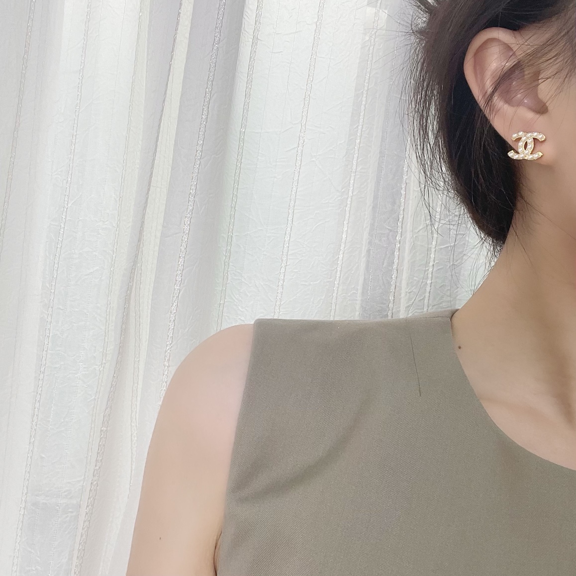 新款☑️CHANEL香奈儿双c 珍珠耳钉耳环
