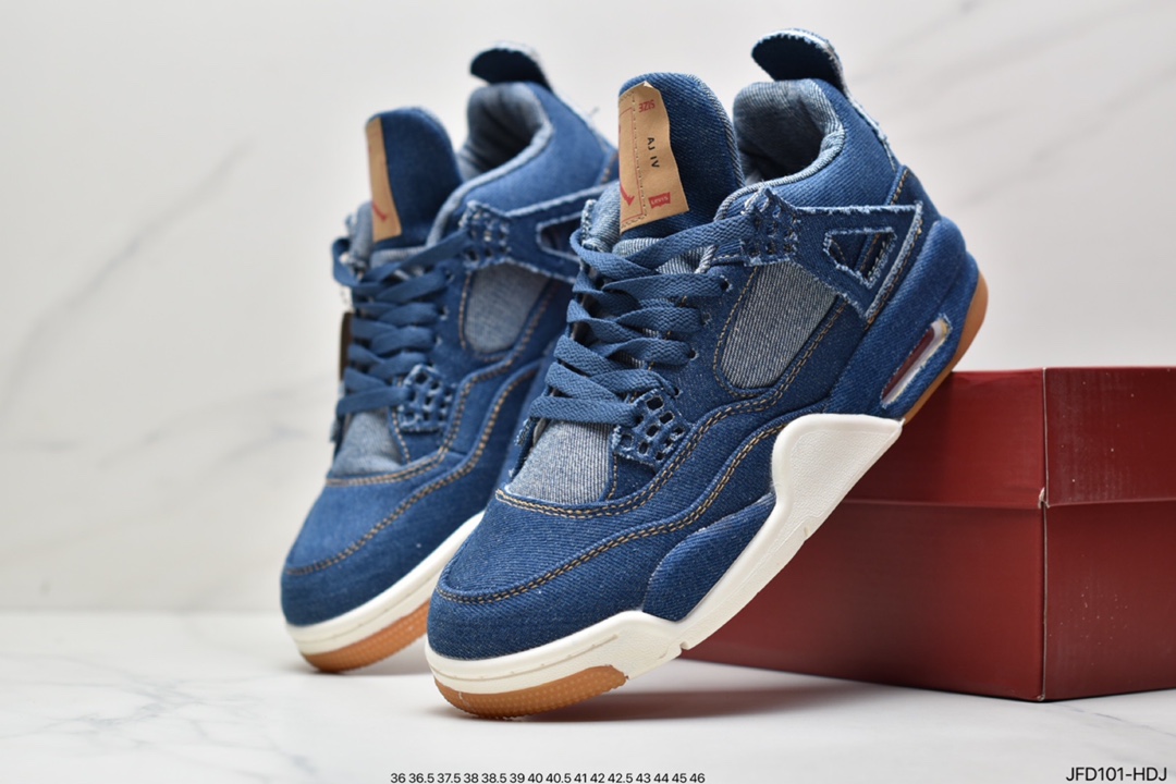 170 Levi’s x Nike Air Jordan 4 Retro Levis White 李维斯 迈克尔·乔丹AJ4代中帮复古休闲运动文化篮球鞋AO2571-401