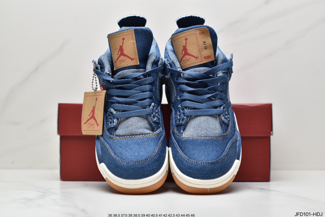 170 Levi’s x Nike Air Jordan 4 Retro Levis White 李维斯 迈克尔·乔丹AJ4代中帮复古休闲运动文化篮球鞋AO2571-401