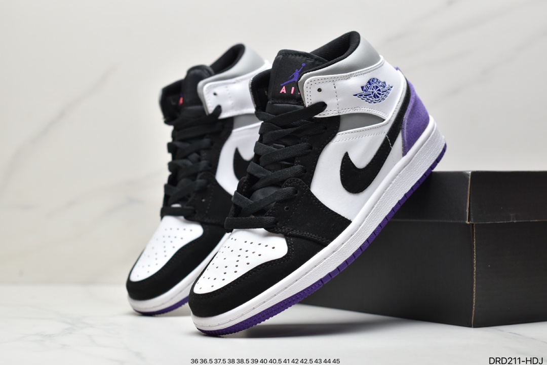 110 耐克 Air Jordan 1 Mid"Court Purple"AJ1乔丹一代中帮经典复古篮球鞋554724-201