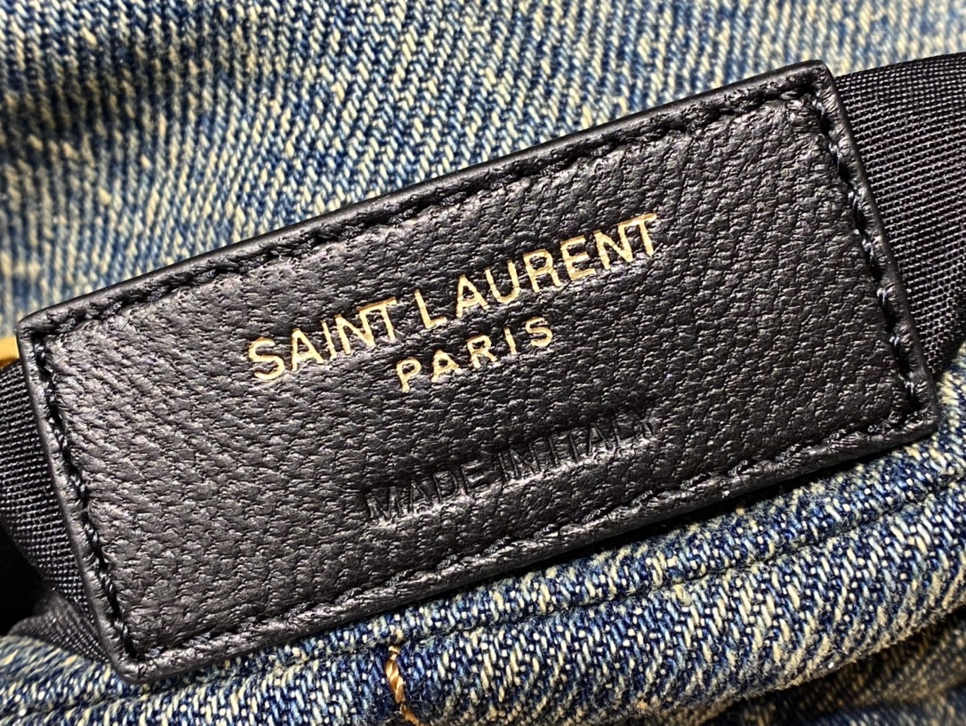 YSL LOULOU PUFFER 23CM 牛仔布纹迷你绗缝包 620333