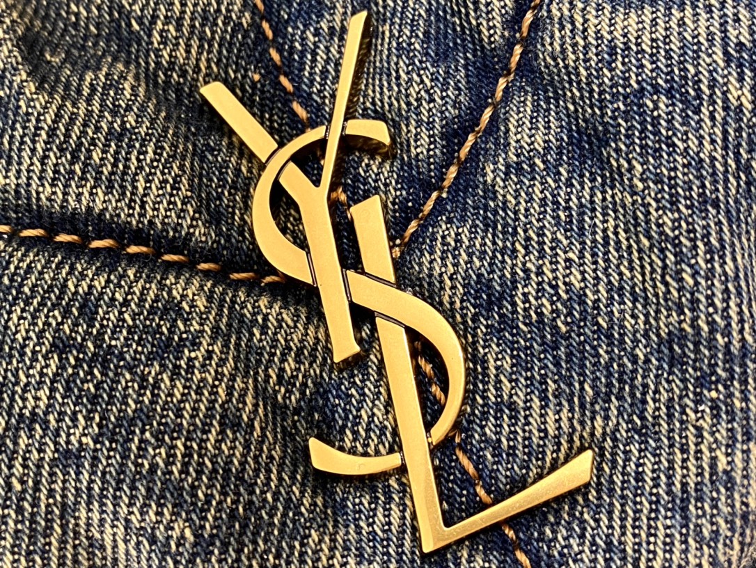 YSL LOULOU PUFFER 23CM 牛仔布纹迷你绗缝包 620333