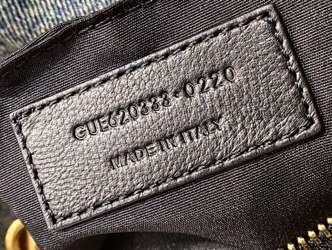 YSL LOULOU PUFFER 23CM 牛仔布纹迷你绗缝包 620333