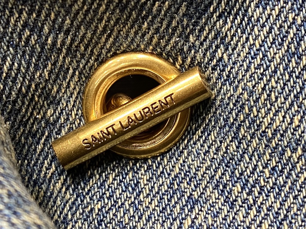 YSL LOULOU PUFFER 23CM 牛仔布纹迷你绗缝包 620333