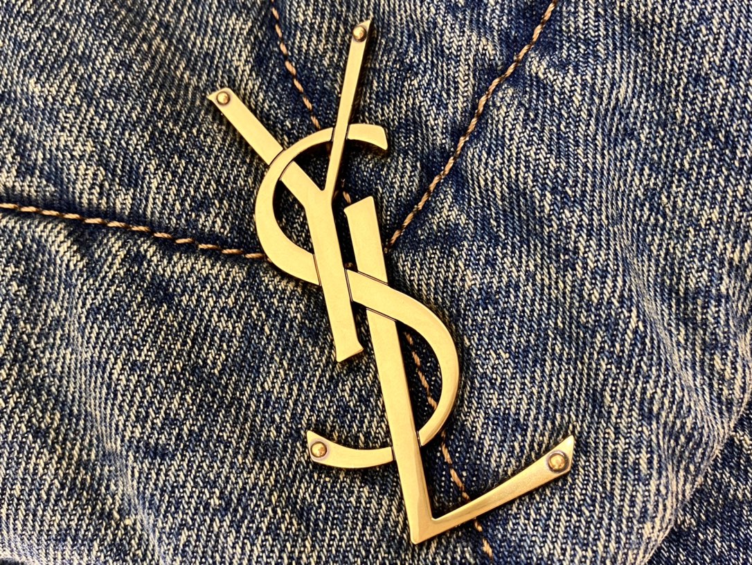 YSL LOULOU PUFFER 29CM 牛仔布纹小号绗缝包 577476