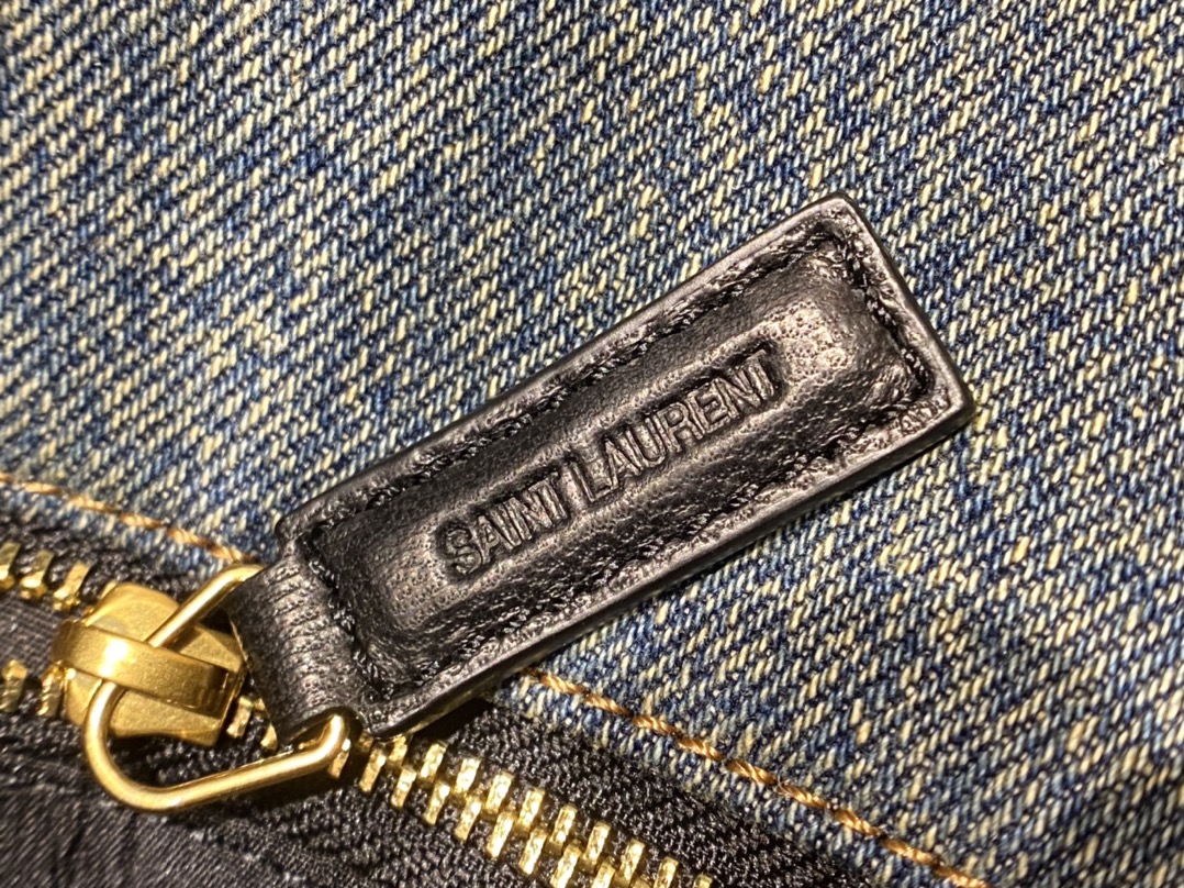 YSL LOULOU PUFFER 29CM 牛仔布纹小号绗缝包 577476