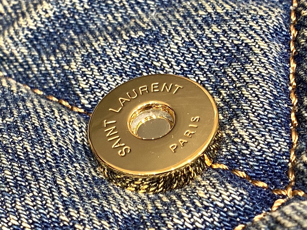 YSL LOULOU PUFFER 29CM 牛仔布纹小号绗缝包 577476