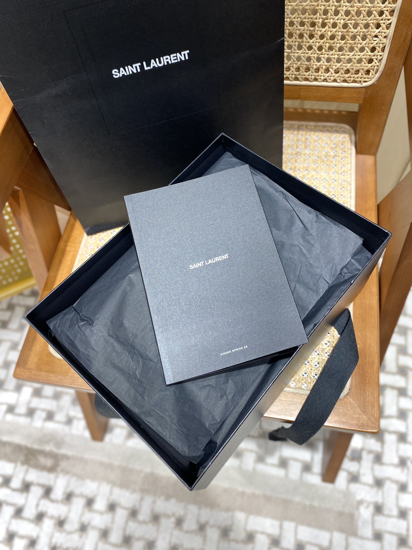 YSL LOULOU PUFFER 29CM 牛仔布纹小号绗缝包 577476